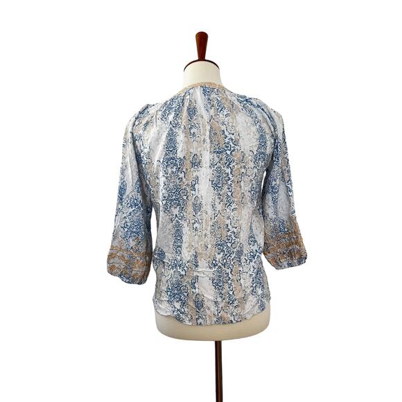 Savanna Jane Womens Floral Embroidered Tunic Top 3/4 Sleeve S Small - Picture 3 of 7